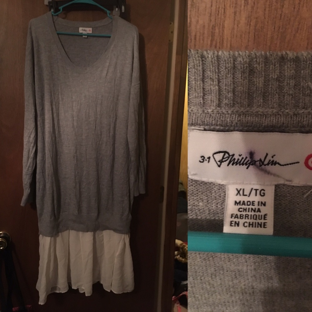 Sweater dress with white sheer skirt EUC